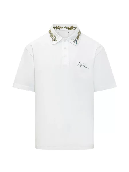 Gulerat tricou polo Amiri cu model floral alb
