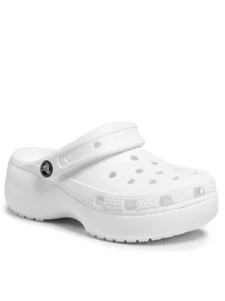 Klasické pantofle Crocs na platformě bílé