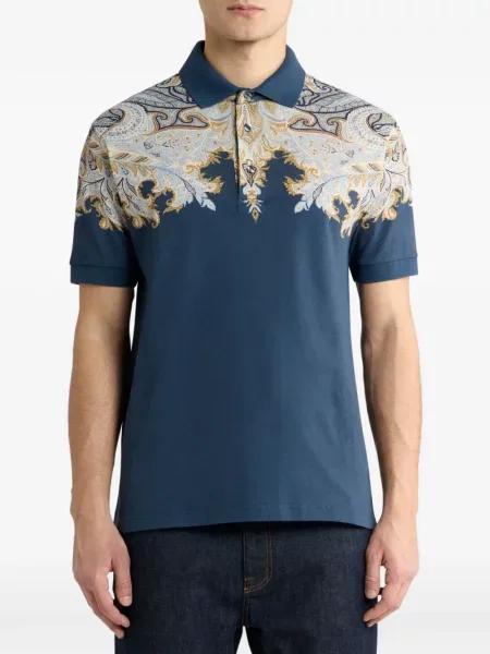 Tricou polo Etro cu imagine albastru