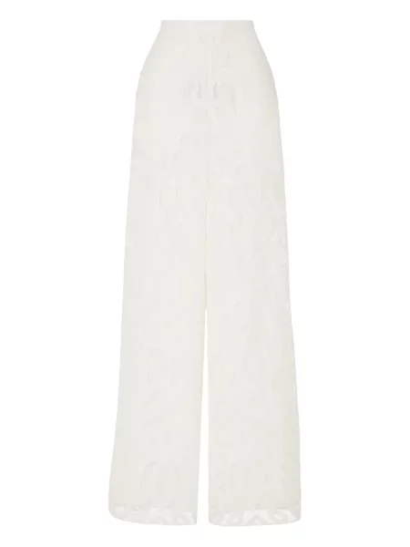 Pantaloni Temperley London cu model floral alb