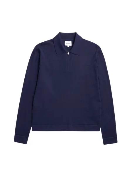 Sweter Norse Projects z wełny merino niebieski