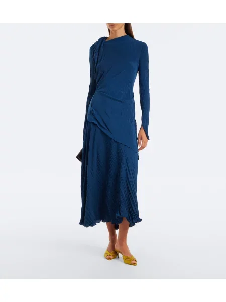 Rochie midi Victoria Beckham asimetrică albastru