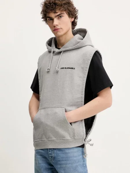 BLUEMARBLE vestă din barbati cu glugă cu imprimeu gri