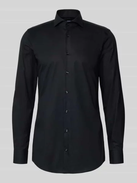 Koszula biznesowa o kroju slim fit z bardzo długim rękawem model ‘HANK’ Boss czarna