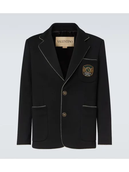 Gyapjú zakó Valentino fekete