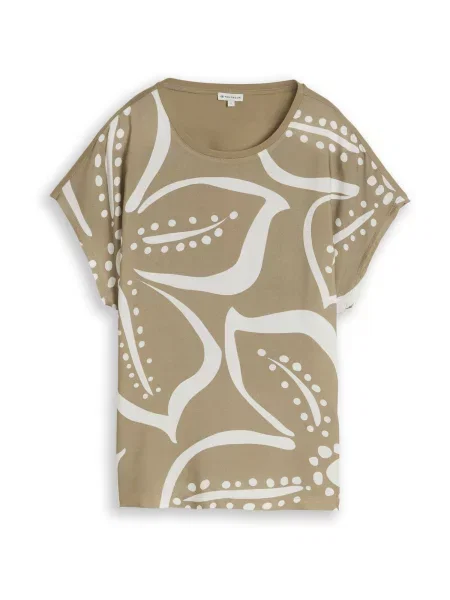 TOM TAILOR Tricou oliv / murdar alb