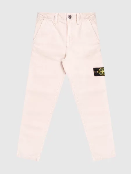 Дитячі штани з патчем логотипа Stone Island бежеві