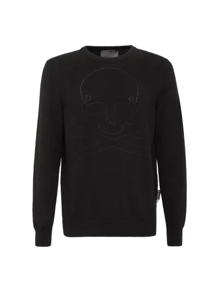 Sweter Philipp Plein z kaszmiru z okrągłym dekoltem czarny