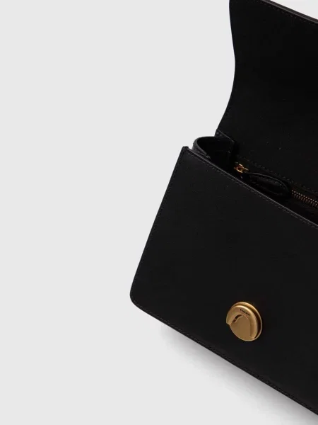 Pinko чанта crossbody дамска от кожа черно