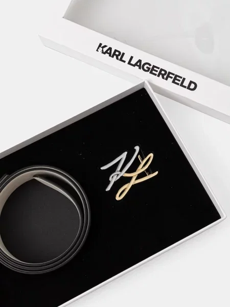 Karl Lagerfeld двустранен колан дамски от кожа K/AUTOGRAPH черно