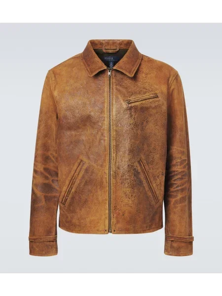 Kožená bunda Polo Ralph Lauren hnědá