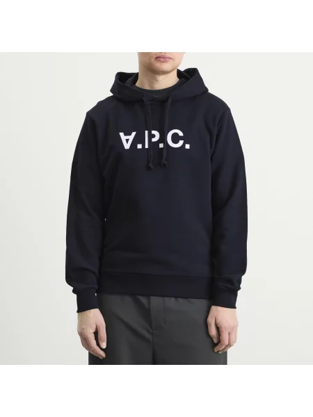 A.P.C. bluza hoodie standard grand vpc GOTS granatowy z kapturem z aplikacją niebieska