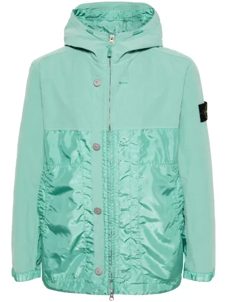Geacă Stone Island cu glugă cu strasuri verde