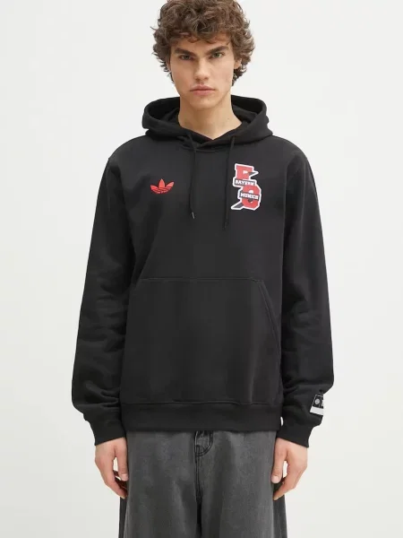 Hanorac cu glugă Adidas Performance cu glugă negru