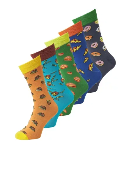 JACK & JONES Nogavice JACJUNKFOOD modra / nebeško modra zelena / oranžna siva