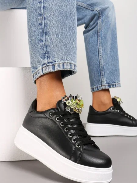 Sneakers cu Cristale Colorate pe Platformă Dolapse negri