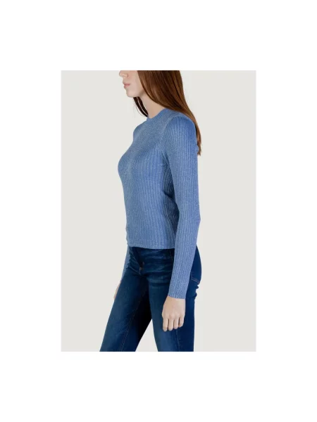 Dzianinowy sweter Jacqueline De Yong z długim rękawem niebieski