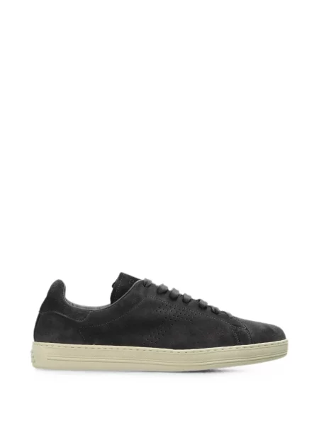 Sneakerși Tom Ford din piele de căprioară cu autograf gri