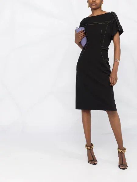 Rochie Alberta Ferretti de lână cu decolteu barcă negru