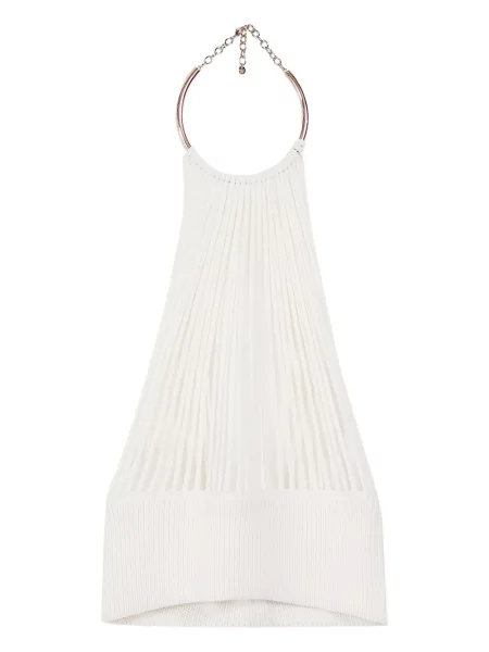 Top Krizia cu gât halter alb
