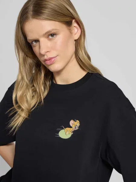 T-shirt typu oversized z nadrukiem z motywem Review czarna
