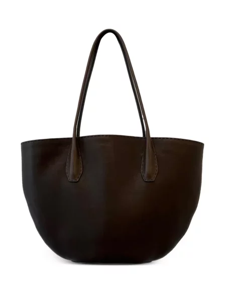 Geanta de piele The Row din piele maro