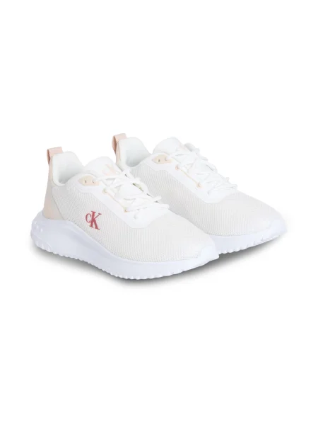Dámske topánky Calvin Klein Eva Runner L-Up Mix Mesh Logo Ck bright white/black biela