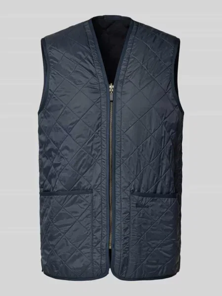 Kamizelka pikowana o kroju regular fit z miękkim polarem wewnątrz Barbour granatowa