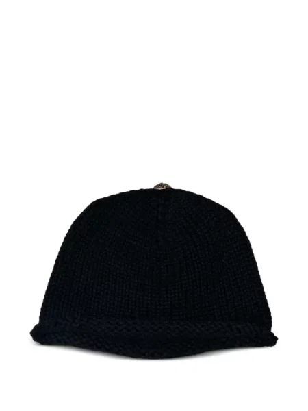 Плетена шапка бийни Chrome Hearts със сърца черно