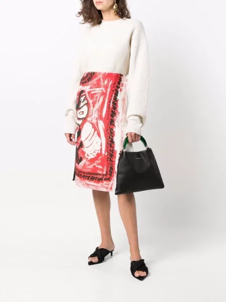 Geantă shopper Marni din piele negru