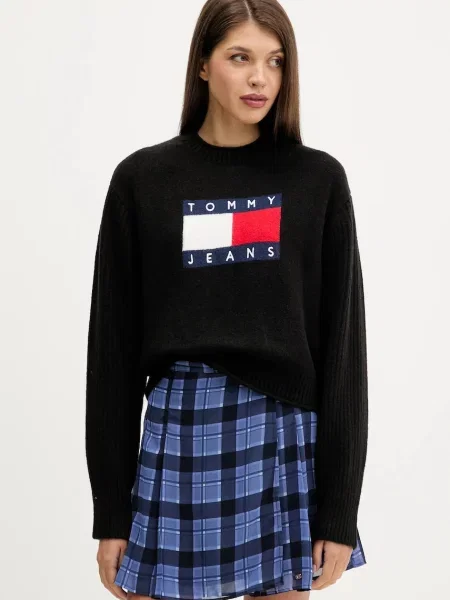 Вълнен пуловер Tommy Jeans черно