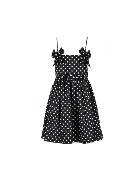 Satynowa mała sukienka mini Ganni w grochy czarna