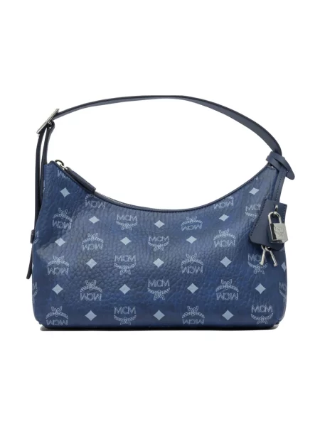 Mała torebka hobo Mcm elegancka niebieska
