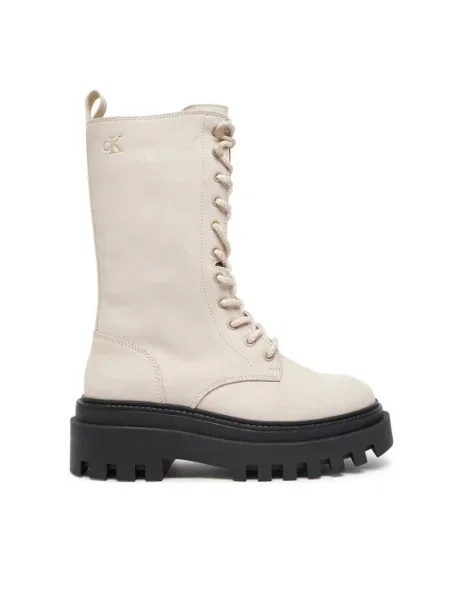 Боти Calvin Klein Jeans FLATFORM LACE UP BOOT MG NB с платформа бежово