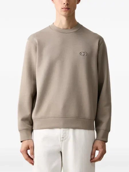 Hanorac crewneck Emporio Armani cu broderie cu decolteu rotund