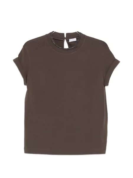 Tricou Brunello Cucinelli cu decolteu rotund maro