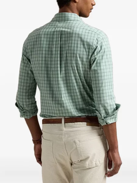 Tricou Polo Ralph Lauren tricotate cu decolteu în V lung verde