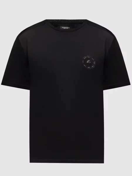 Футболка з монограмою логотипа Stefano Ricci чорна