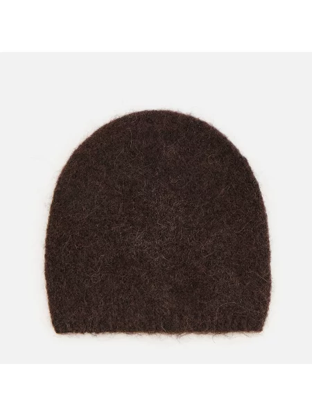Reserved Čepice beanie s příměsí vlny tmavě hnědá