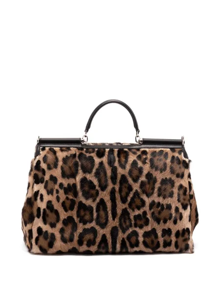 Geantă Dolce & Gabbana cu imagine cu model leopard maro