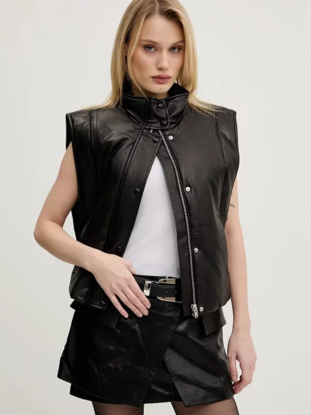 IRO vestă din piele femei de tranziție negru