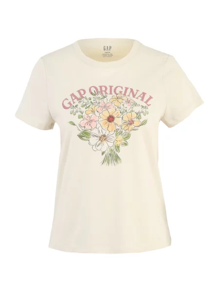 Gap Petite Tricou fildeş verde / roz pal galben