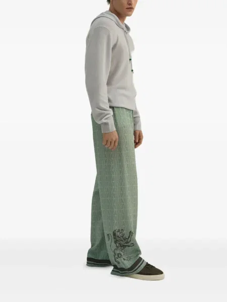 Pantaloni Dda de mătase verde