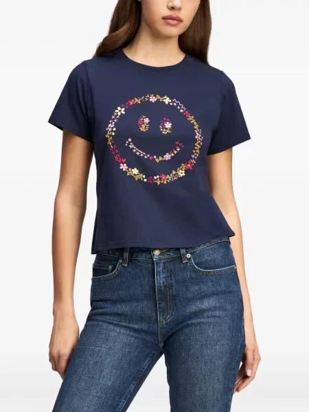 Tricou Cinq A Sept cu broderie albastru