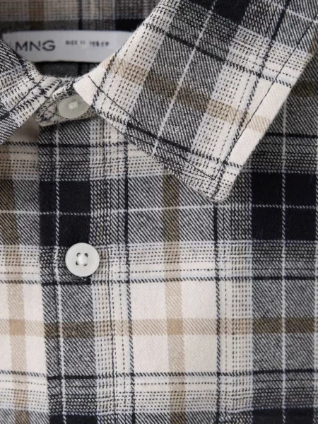 Flanelowa koszula w kratę antracytowy Dzieci 11 MANGO KIDS