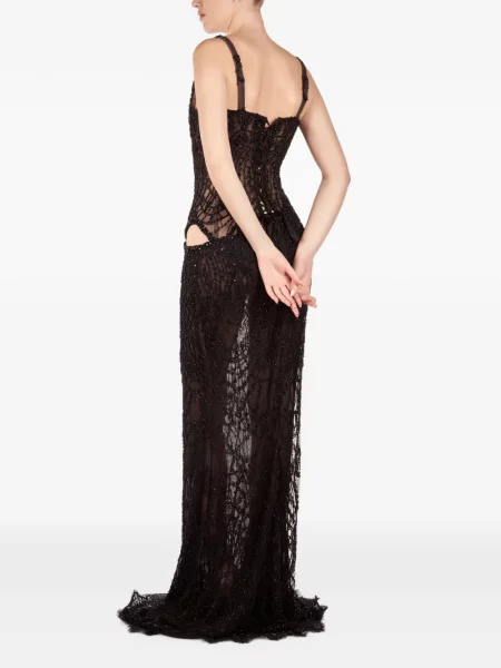 Rochie maxi Andreea Veneciuc din dantelă negru
