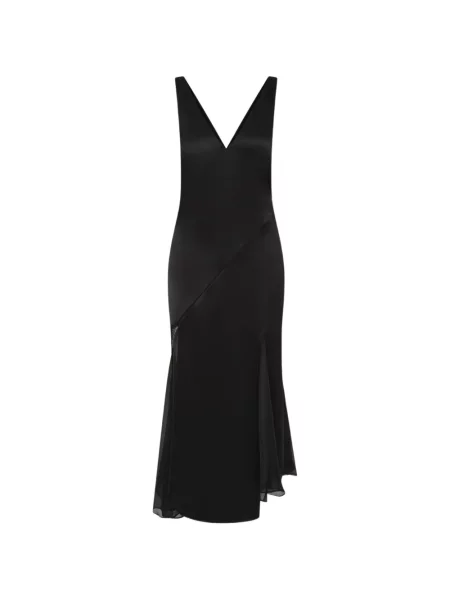 Rochie midi Sir cu decolteu în V negru