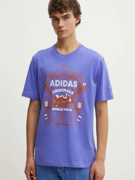 Тениска adidas Originals лилаво с принт виолетово
