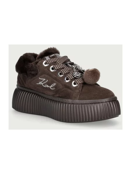 Sneakersy Karl Lagerfeld skórzane brązowe