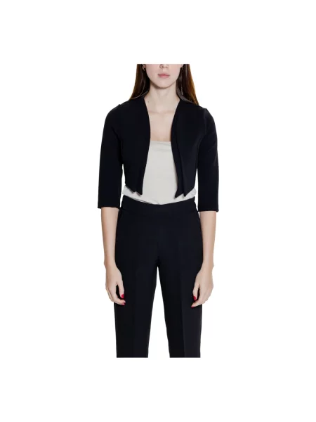 Sweter Rinascimento z długim rękawem z odkrytymi ramionami czarny